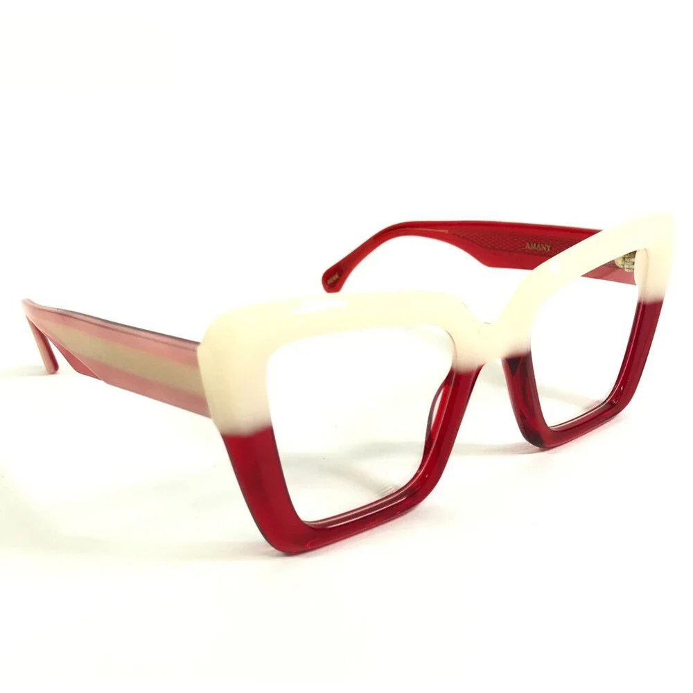 Alfred Kerbs Eyeglasses Frames AMANY RDBE Red Beige Thick Cat Eye 51-22-140